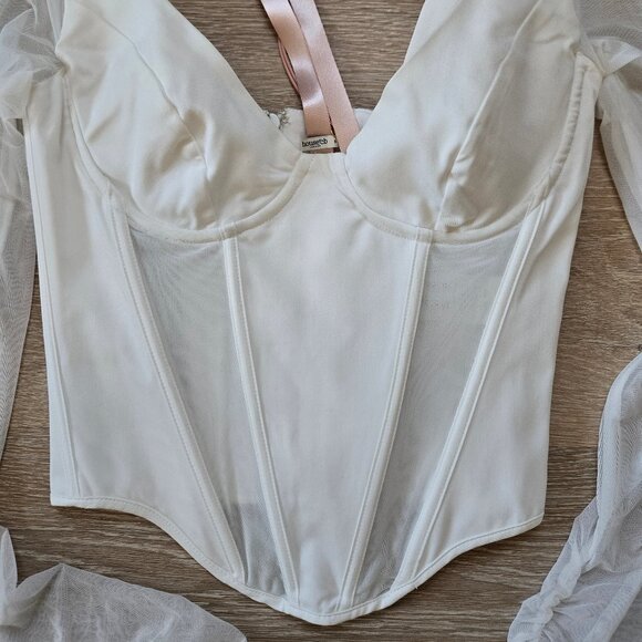 🌟HOUSE OF CB Araminta Corset Top, Semi-Sheer Mesh Sleeves, Small D/E NWT🌟 - Picture 8 of 17